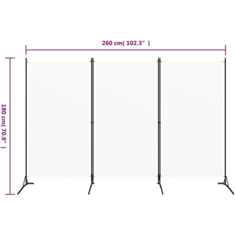 3-Panel Room Divider White 260x180 cm vidaXL