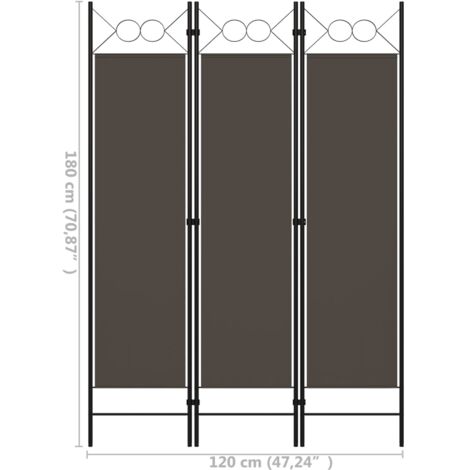 3-Panel Room Divider Anthracite 120x180 cm vidaXL