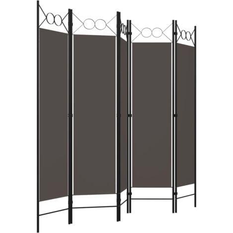 5-Panel Room Divider Anthracite 200x180 cm vidaXL