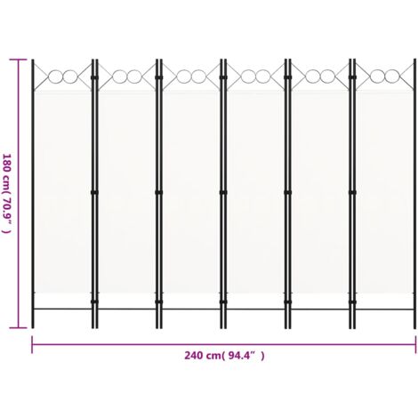 6-Panel Room Divider White 240x180 cm vidaXL