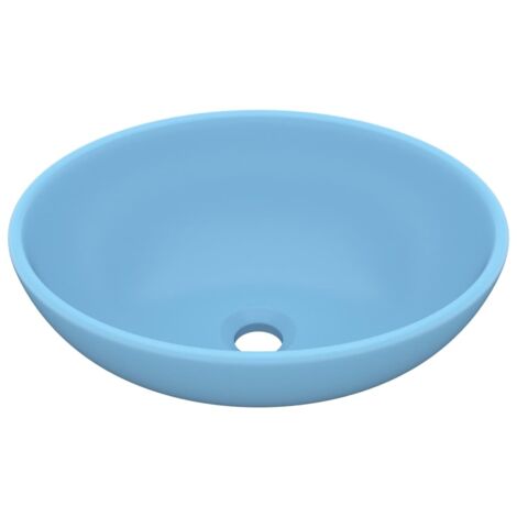 Luxury Basin Oval-shaped Matt Light Blue 40x33 cm Ceramic vidaXL
