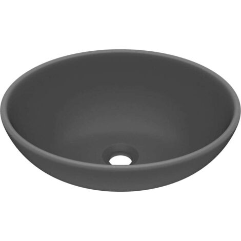 Luxury Basin Oval-shaped Matt Dark Grey 40x33 cm Ceramic vidaXL