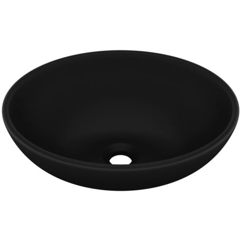 vidaXL Luxury Basin Oval-shaped Matt Black 40x33 cm Ceramic - Black