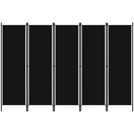 5-Panel Room Divider Black 250x180 cm vidaXL