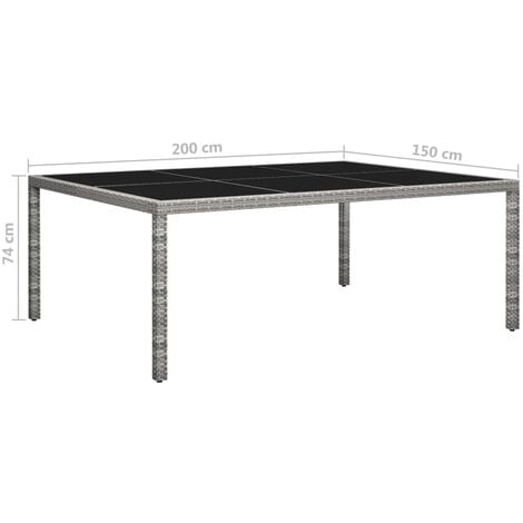 Outdoor Dining Table Grey 200x150x74 cm Poly Rattan vidaXL