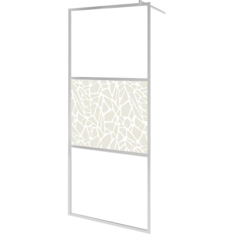 Walk-in Shower Wall ESG Glass with Stone Design 140x195 cm vidaXL