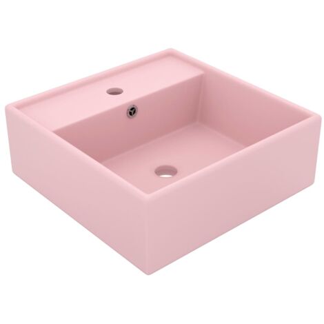 Luxury Basin Overflow Square Matt Pink 41x41 cm Ceramic vidaXL