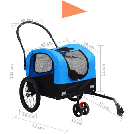 2-in-1 Pet Bike Trailer & Jogging Stroller Blue and Black vidaXL