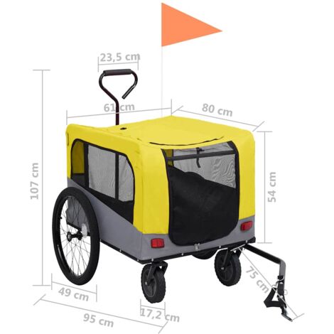 2-in-1 Pet Bike Trailer & Jogging Stroller Yellow and Grey vidaXL