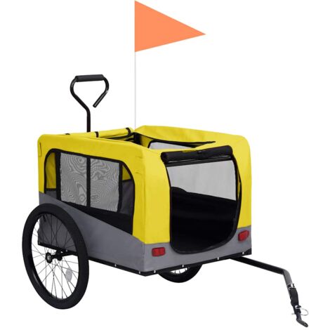 2-in-1 Pet Bike Trailer & Jogging Stroller Yellow and Grey vidaXL