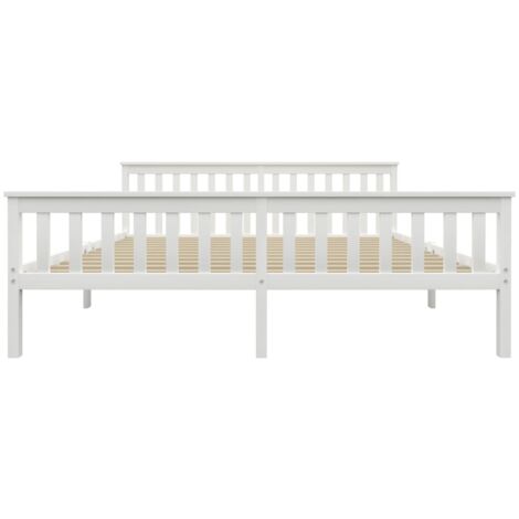 Bed Frame without Mattress White Solid Pinewood 180x200 cm Super King vidaXL