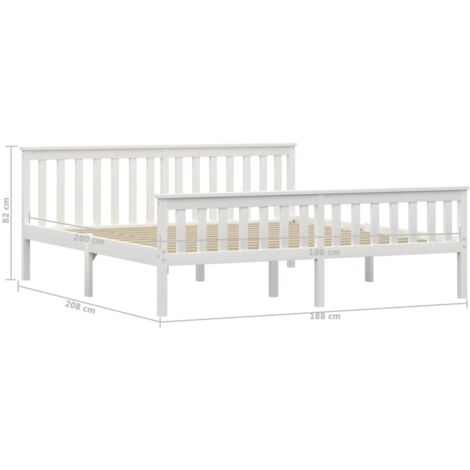 Bed Frame without Mattress White Solid Pinewood 180x200 cm Super King vidaXL