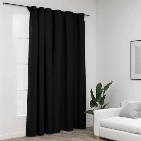 Linen-Look Blackout Curtain with Hooks Anthracite 290x245 cm vidaXL