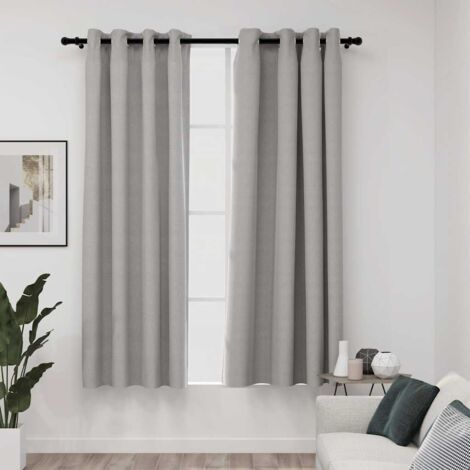 Linen-Look Blackout Curtains with Grommets 2pcs Grey 140x175cm vidaXL
