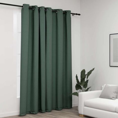 Linen-Look Blackout Curtains with Grommets Green 290x245cm vidaXL