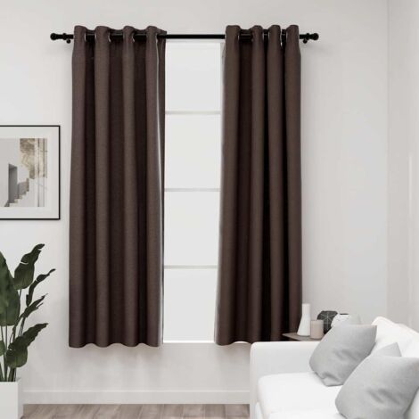 Linen-Look Blackout Curtains with Grommets 2pcs Taupe 140x175cm vidaXL