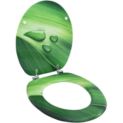 WC Toilet Seat with Lid MDF Green Water Drop Design vidaXL