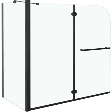 Bi-Folding Shower Enclosure ESG 120x68x130 cm Black vidaXL (1/5)