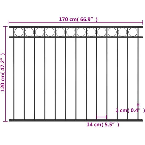 Fence Panel Steel 1.7x1.2 m Black vidaXL