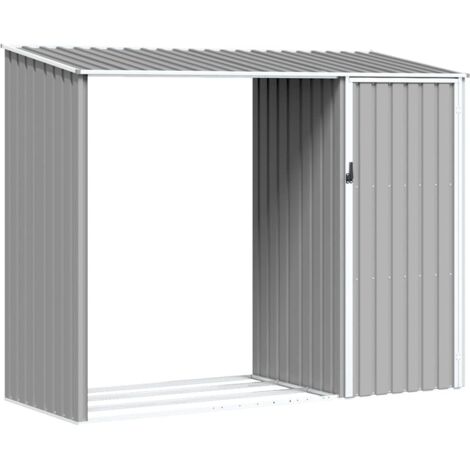 Garden Firewood Shed Grey 245x98x159 cm Galvanised Steel vidaXL