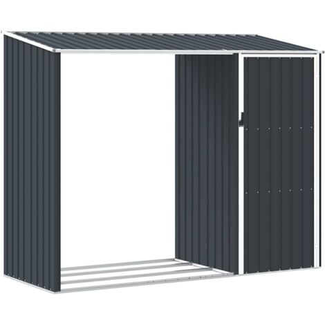 Garden Firewood Shed Anthracite 245x98x159 cm Galvanised Steel vidaXL