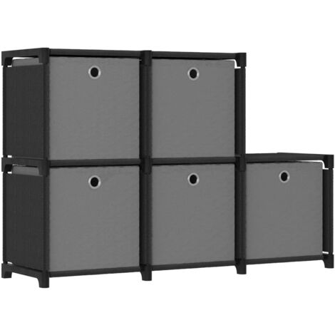 5-Cube Display Shelf with Boxes Black 103x30x72.5 cm Fabric vidaXL (1/5)