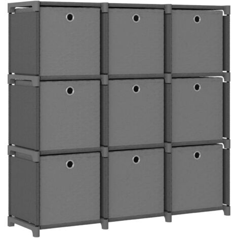 9-Cube Display Shelf with Boxes Grey 103x30x107.5 cm Fabric vidaXL