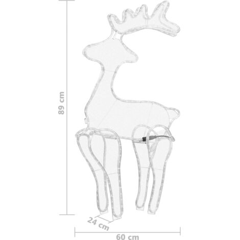 Reindeer Christmas Decoration with Mesh 306 LEDs 60x24x89cm vidaXL