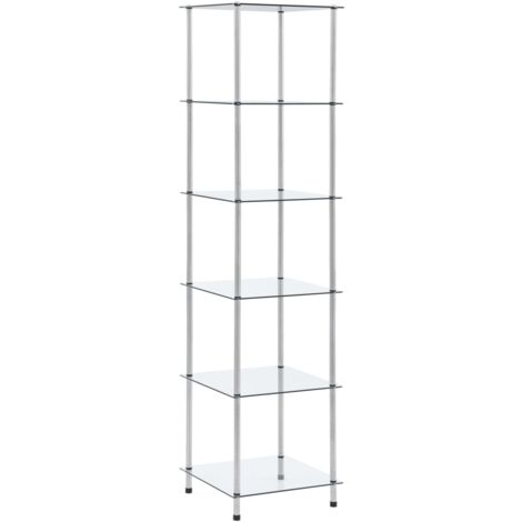 6-Tier Shelf Transparent 40x40x160 cm Tempered Glass vidaXL