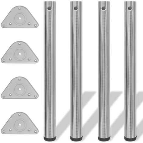4 Height Adjustable Table Legs Brushed Nickel 710 mm vidaXL