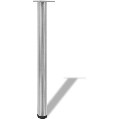 4 Height Adjustable Table Legs Brushed Nickel 710 mm vidaXL