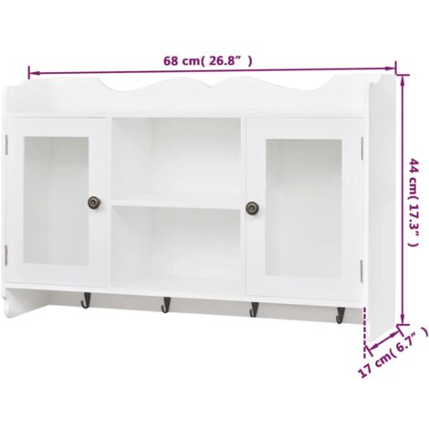 White MDF Wall Cabinet Display Shelf Book/DVD/Glass Storage vidaXL