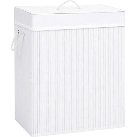 Bamboo Laundry Basket White 100 L vidaXL
