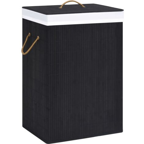 Bamboo Laundry Basket Black vidaXL