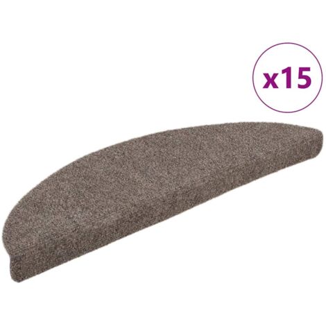 Stair Mats Self-adhesive 15 pcs 56x17x3 cm Beige Half Round vidaXL