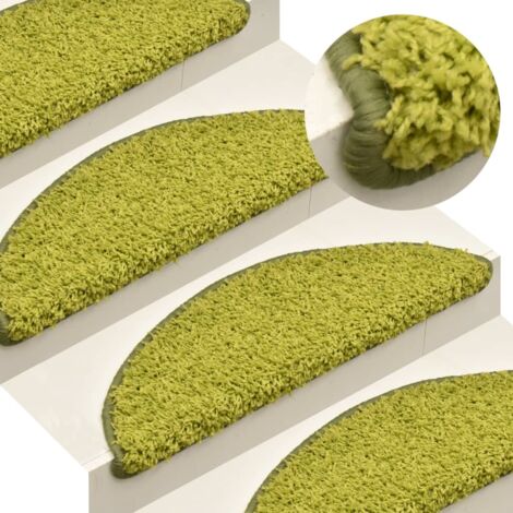 Carpet Stair Treads 15 pcs Green 56x17x3 cm vidaXL