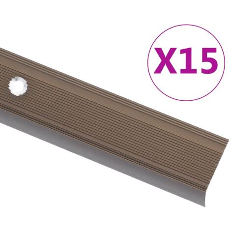 vidaXL Stair Nosings in L-shape 15 pcs Aluminium 100 cm Brown