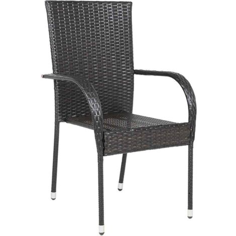 Stackable Outdoor Chairs 6 pcs Poly Rattan Brown vidaXL