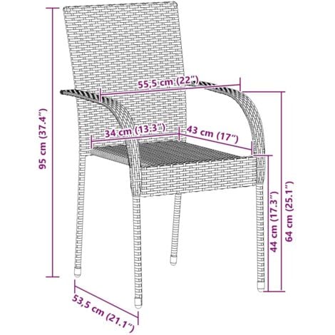Stackable Outdoor Chairs 6 pcs Poly Rattan Brown vidaXL