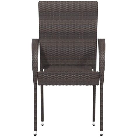 Stackable Outdoor Chairs 6 pcs Poly Rattan Brown vidaXL