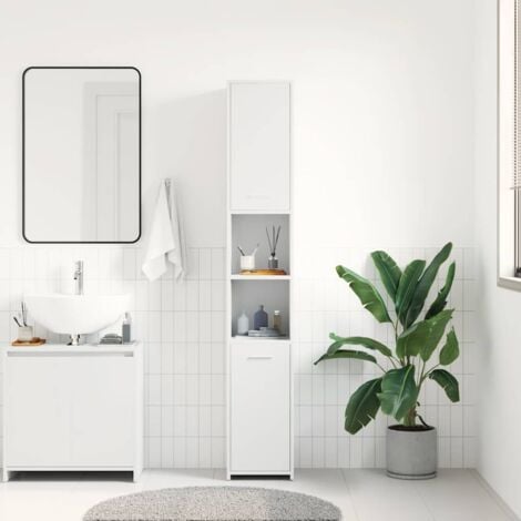 Bathroom Cabinet White 30x30x183.5 cm Engineered Wood vidaXL