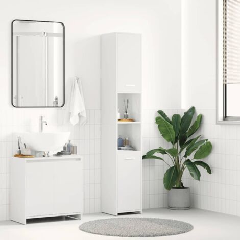 Bathroom Cabinet High Gloss White 30x30x183.5 cm Engineered Wood vidaXL