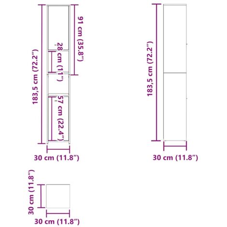 Bathroom Cabinet High Gloss White 30x30x183.5 cm Engineered Wood vidaXL