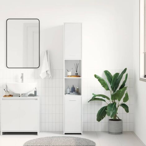 Bathroom Cabinet High Gloss White 30x30x183.5 cm Engineered Wood vidaXL