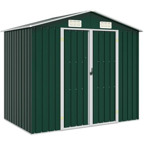 Garden Shed Green 205x129x183 cm Galvanised Steel vidaXL (1/5)