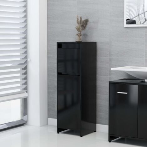 Bathroom Cabinet Black 30x30x95 cm Engineered Wood vidaXL