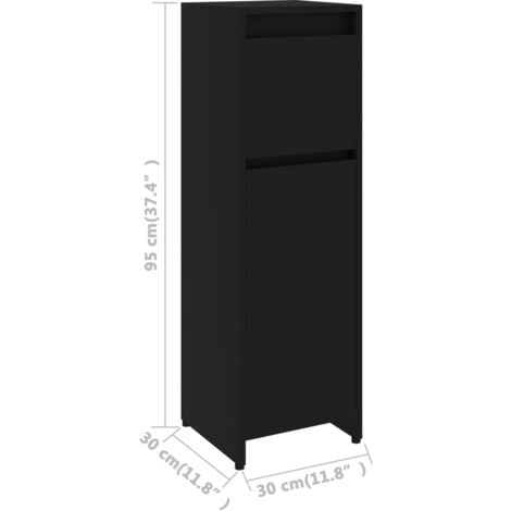 Bathroom Cabinet Black 30x30x95 cm Engineered Wood vidaXL