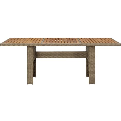 Garden Dining Table Brown 200x100x74 cm Poly Rattan vidaXL