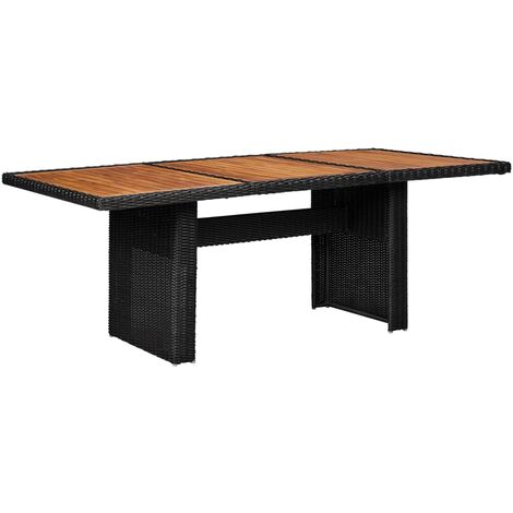 Garden Dining Table Black 200x100x74 cm Poly Rattan vidaXL
