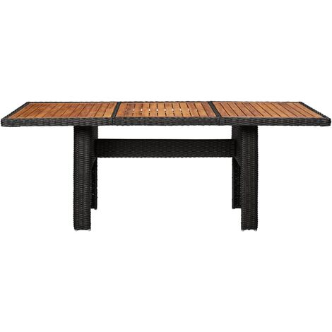 Garden Dining Table Black 200x100x74 cm Poly Rattan vidaXL